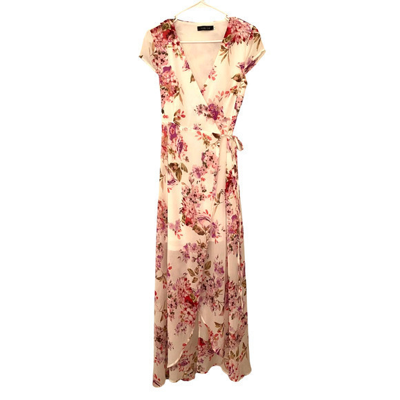 Wink Gal White Pink Floral Wrap Dress Romantic Wedding Summer Small‎ - Picture 3 of 12